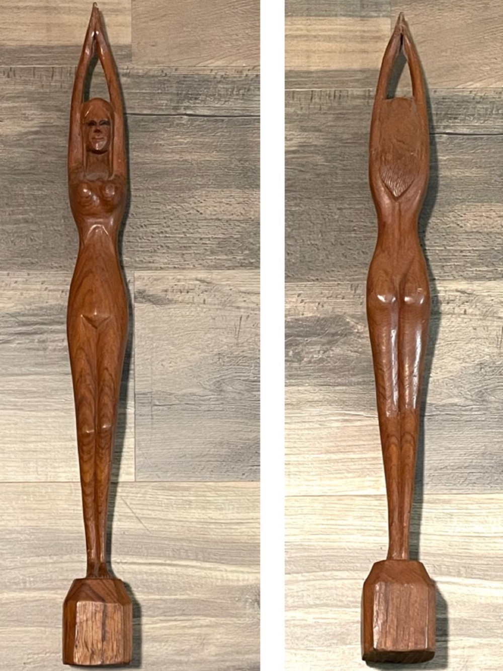 27”! Hand Carved Wooden Female Nude Figure Sculpture! By Jose Pinal.